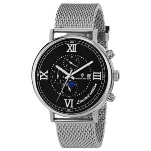 Christian Van Sant Sompeteuse Automatic Watch Black Dial Silver Mesh Strap